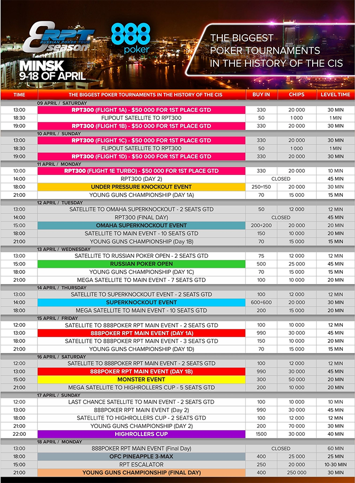 Russian Poker Tour April Schedule